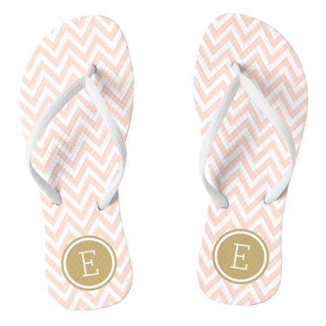 Blush Pink and Gold Chevron Monogram Jandals (Footbed)
