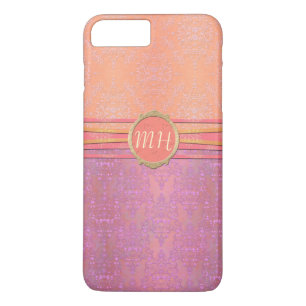 Blush Pink and Gold Damask Custom Monogram Pattern Case-Mate iPhone Case