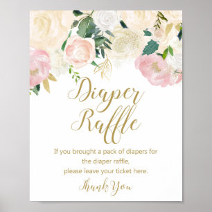 Blush Pink and Gold Diaper Raffle Sign