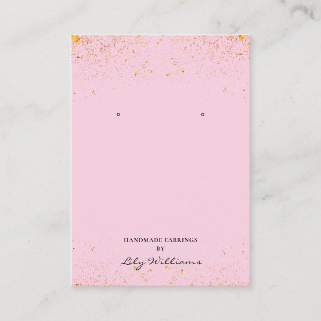 Blush Pink and Gold Earring Display Holder Card (Front)