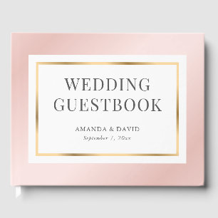 Blush Pink and Gold Elegant Simple Modern Wedding Guest Book