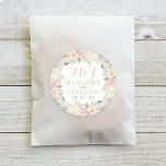 Blush Pink and Gold Floral Boho Wedding Monogram Classic Round Sticker<br><div class="desc">Boho style wedding favour sticker features a custom monogram that can be personalised,  framed with a round wreath of romantic flowers,  botanical leaves,  and rustic bird feather accents. Soft colour scheme includes shades of pink,  peach,  cream,  green,  grey,  and gold. Perfect for a spring or summer event.</div>