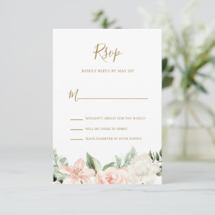 Blush Pink and Gold Floral Botanical RSVP Card