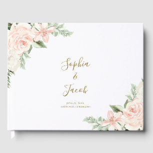 Blush Pink and Gold Floral Botanical Wedding Guest Book