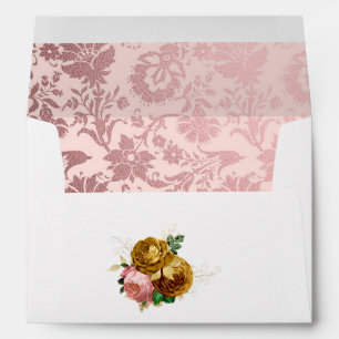 Blush Pink and Gold Floral Envelope