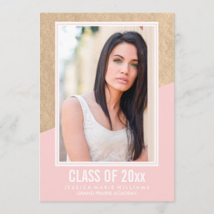 Blush Pink and Gold Foil   Graduation Invitations