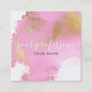 Blush Pink and Gold Foil Wash Girly Square Business Card