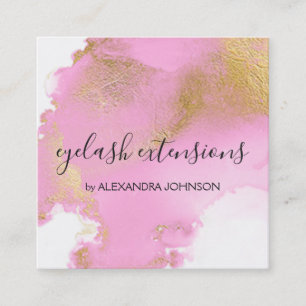 Blush Pink and Gold Foil Wash Girly Square Business Card