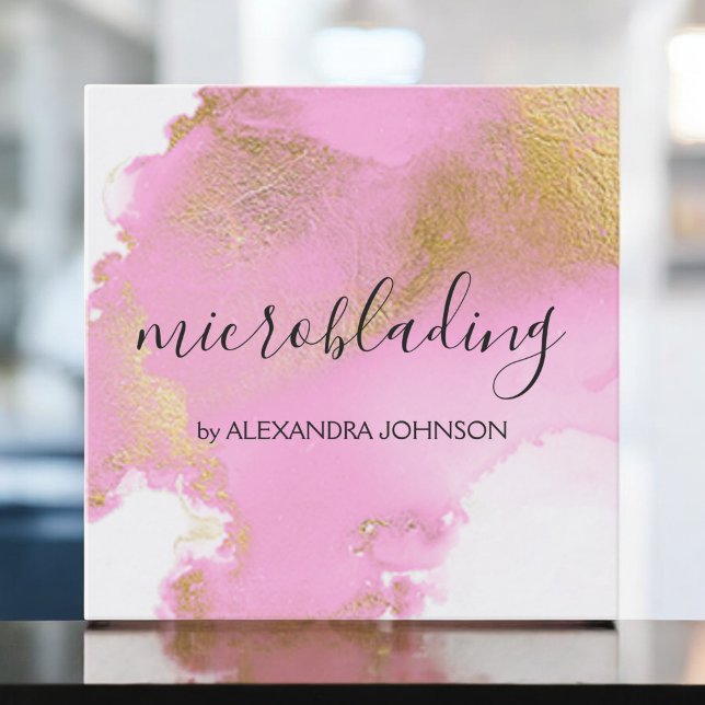 Blush Pink and Gold Foil Wash Girly Square Business Card (Creator Uploaded)