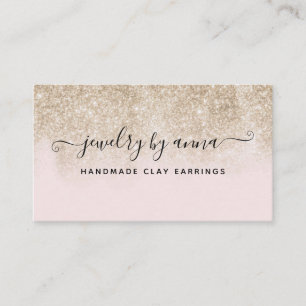 Blush Pink and Gold Glitter Business Card
