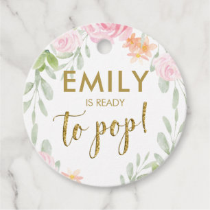 Blush Pink and Gold Glitter Pop it favour tags