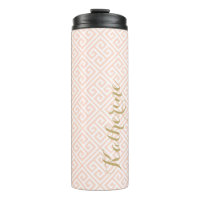 Blush Pink and Gold Greek Key Monogram
