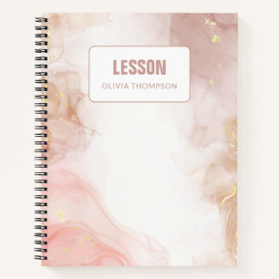Blush Pink and Gold Ink Personalised Lesson  Notebook
