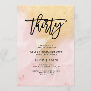 Blush Pink and Gold Marble 30th Birthday Party Invitation