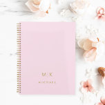 Blush Pink and Gold | Modern Monogram Planner<br><div class="desc">This modern planner design features a blush pink background,  with your initials in bold gold colored text for a look that is simple and chic.</div>