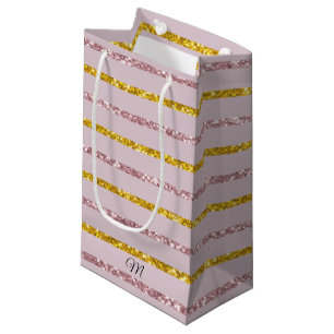 Blush Pink and Gold Monogram Gift Bag