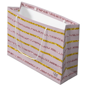 Blush Pink and Gold Monogram Gift Bag