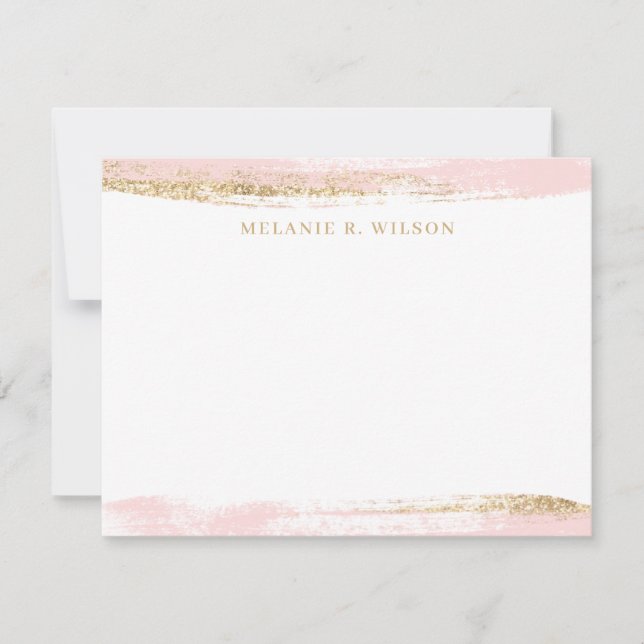 Blush Pink and Gold Personalised Name Note Card (Front)