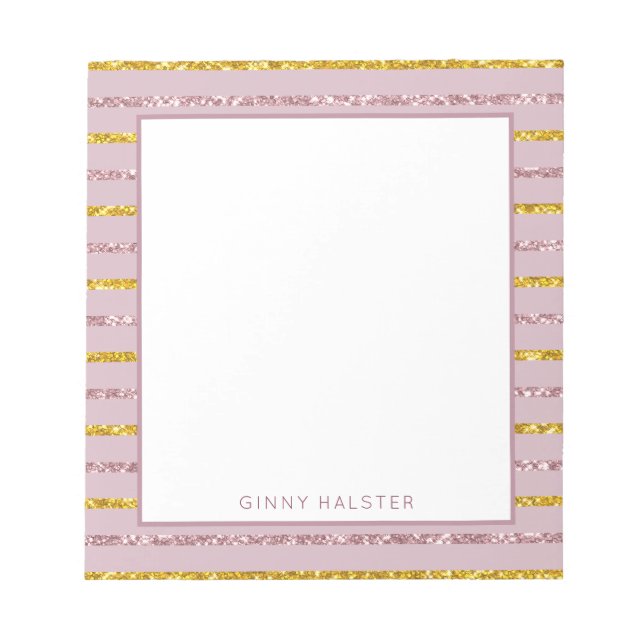Blush Pink and Gold Personalised Notepad 5.5" x 6" (Front)