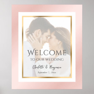 Blush Pink and Gold Photo Wedding Welcome Sign