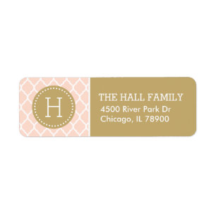 Blush Pink and Gold Quatrefoil Monogram
