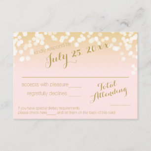 Blush Pink and Gold Sparkle Lights RSVP