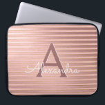 Blush Pink and Gold Stripes Monogram Girly Laptop Sleeve<br><div class="desc">Blush Pink and Faux Gold Foil Stripes Elegant Monogram Case. This case can be customised to include your initial and first name.</div>