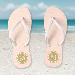 Blush Pink and Gold Tiny Dots Monogram Jandals<br><div class="desc">Custom printed flip flop sandals with a cute girly polka dot pattern and your custom monogram or other text in a circle frame. Click Customise It to change text fonts and colours or add your own images to create a unique one of a kind design!</div>