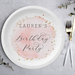 Blush Pink and Gold Watercolor Birthday Party Paper Plate<br><div class="desc">This birthday party paper plate features a painted watercolor circle in blush pink with faux gold dots accents.  For more advanced customisation of this design,  please click the "Customise" button.  Matching items are also available.</div>