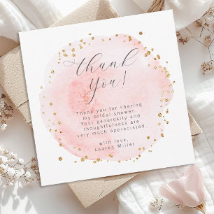 Blush Pink and Gold Watercolor Thank You Card