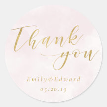 Blush Pink and Gold Wedding Favour Thank You