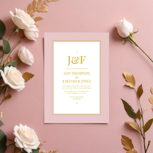 Blush Pink and Gold Wedding Invitation