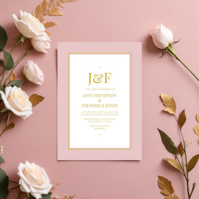 Blush Pink and Gold Wedding Invitation (Blush Pink and Gold Wedding Invitation)