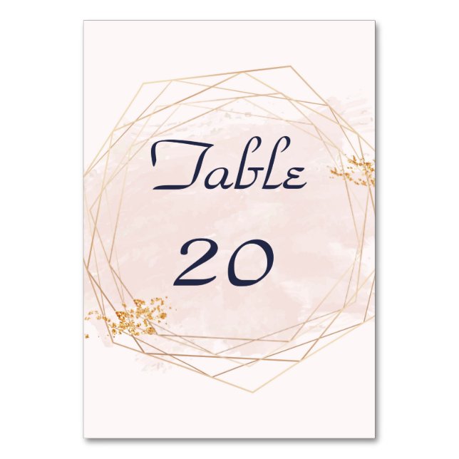 Blush Pink and Gold Wedding Table Number (Front)