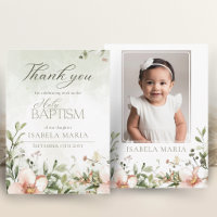 Blush pink and green flowers baptism photo