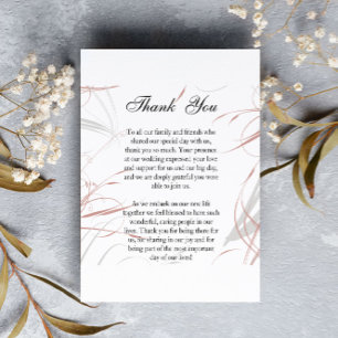Blush Pink and Grey Flourishes Wedding Thank You Card