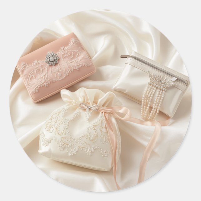 Blush Pink and Ivory Lace Wedding Favour Sticker (Front)