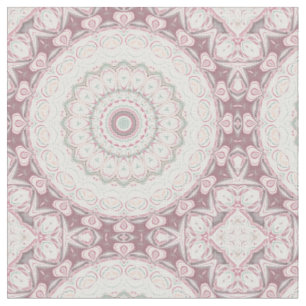 Blush Pink and Mint Mandala Pattern Design Fabric