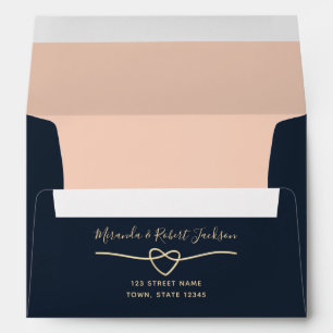 Blush Pink and Navy Blue Wedding Envelope