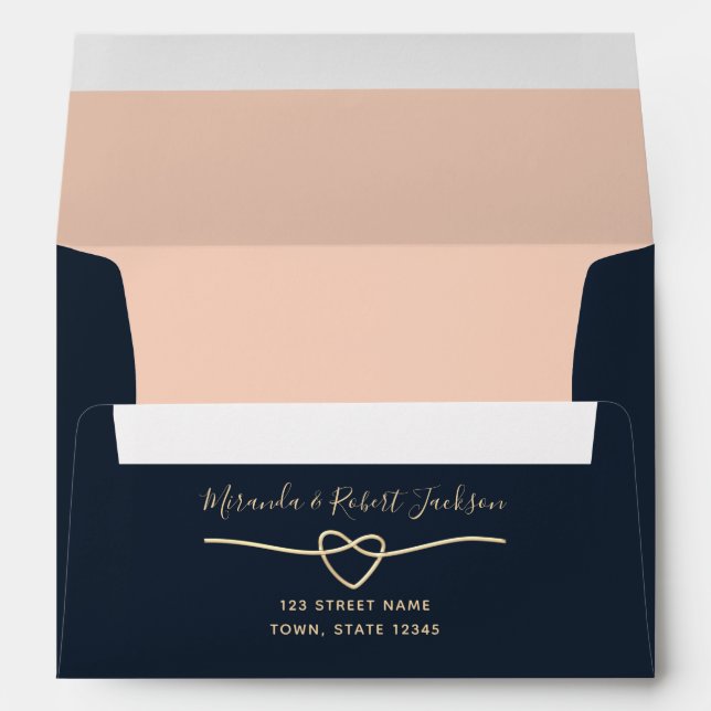 Blush Pink and Navy Blue Wedding Envelope (Back (Bottom))