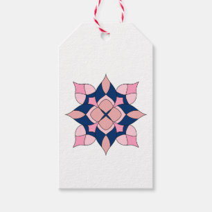 Blush Pink and Navy Geometric Floral Tiles Gift Tags