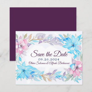 Blush Pink and Ocean Blue Watercolor Floral 