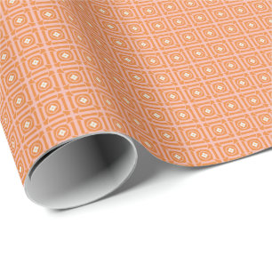 Blush Pink and Orange Flared Square Wrapping Paper