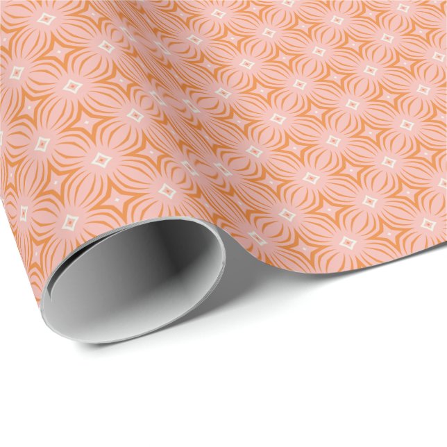 Blush Pink and Orange Infiniti Star Wrapping Paper (Roll Corner)