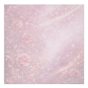 Blush pink and pearl gray florals Ai art  Poster