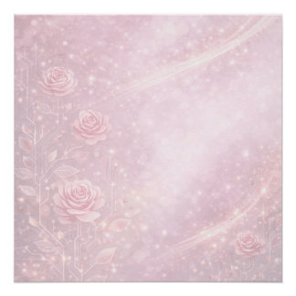 Blush pink and pearl gray florals Ai art  Poster