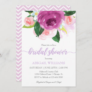 Blush Pink and Purple Blooms Bridal Shower Invitation