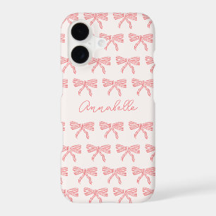 Blush pink and red striped bows coquette