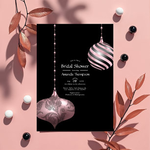 Blush Pink and Rose Gold Christmas Bridal Shower Invitation