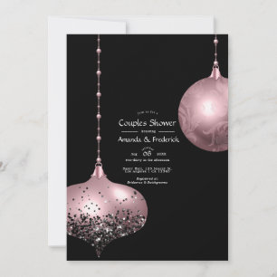 Blush Pink and Rose Gold Christmas Couples Shower Invitation